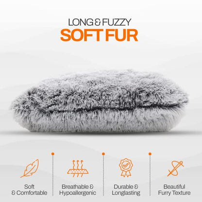 Cheer Collection Throw Pillows for Couch and Bed, Soft Shaggy Throw Pillows with Inserts Included, Cozy Long Hair Faux Fur Pillows - Set of 2-20" x 20" - Gray - color: Gray Ombre, size: 20" x 20"