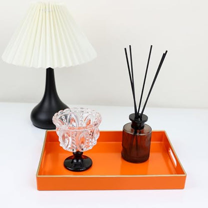 Spsyrine Orange Bathroom Vanity Tray with Handles for Dresser Tops - color: Orange