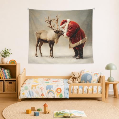 AHNWICNR Santa Claus and Reindeer Tapestry, Christmas Wall Hanging Decor - color: Santa Reindeer