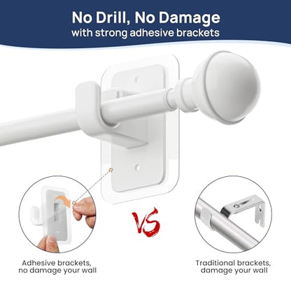 ENJOYBASICS Curtain Rods No Drilling for Renter, 28-60" Adjustable, White - color: White, size: 27-65"