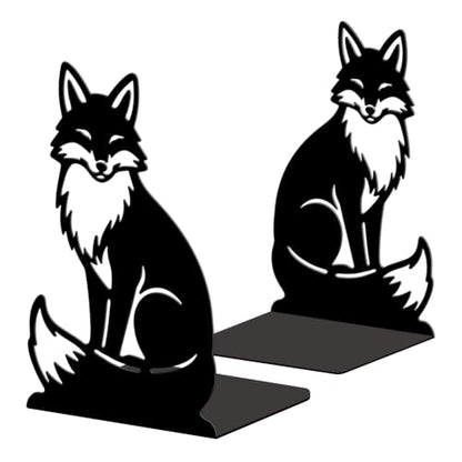 Peacoblue Metal Bookends for Shelves, Modern Decorative Heavy Duty Study Book Ends Stoppers for Office, Desk, Shelf, Room 5.3"x4.3"x7.9" Cast Iron Simple Tall Bookends 1 Pair (Fox) - style: Fox