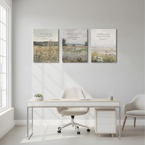 GJJXYCZF Christian Bible Verse Wall Art Jesus Scripture Floral Canvas Wall Decor Large Religious Neutral Farmhouse Landscape Art Painting for Church Prayer Room Living Room Bedroom 12"x16" - color: Verse flowers, size: 16L"x12W"