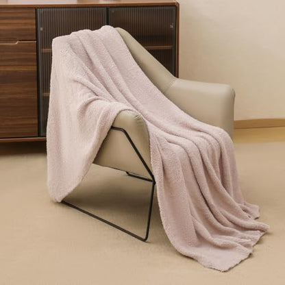 bearberry Knit Throw Blanket 40x50 Beige Super Soft Plush for Couch - color: Beige, size: Kids(40″x50″)