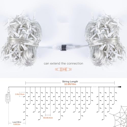 300LED Icicle Lights for Outside,Green Curtain Lights - color: Green