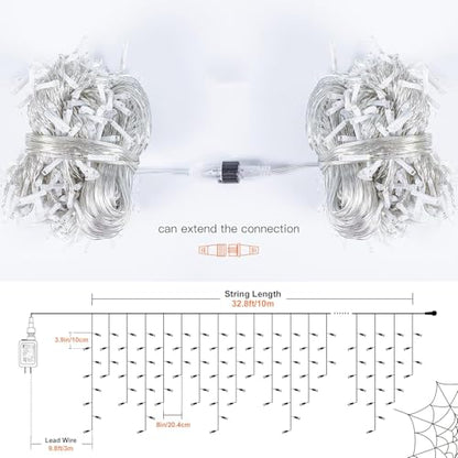 300LED Icicle Lights for Outside,Green Curtain Lights - color: Green