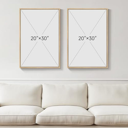 Large Framed Neutral Beige Boho Abstract Floral Wall Art Bedroom, Set of 2 - color: Neutral Beige, size: 20" W x 30" H x 2Pcs