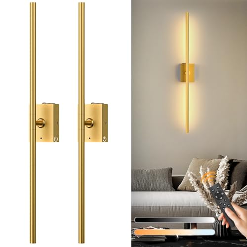 Eneru Battery Operated Wall Sconces Set of 2, Gold Wireless LED Wall Light - color: Gold, size: 2 Pack