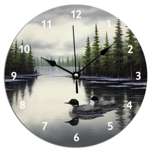 ArogGeld Duck Clock for Bedroom Lake Time Wall Clocks for Living Room - color: A-51, size: 10x10in