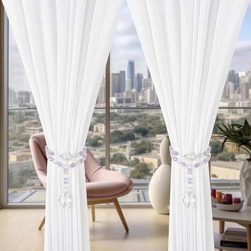 SUQ I OME Luxury Crystal Beaded Magnetic Curtain Tieback, Purple - color: Purple