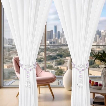 SUQ I OME Luxury Crystal Beaded Magnetic Curtain Tieback, Purple - color: Purple