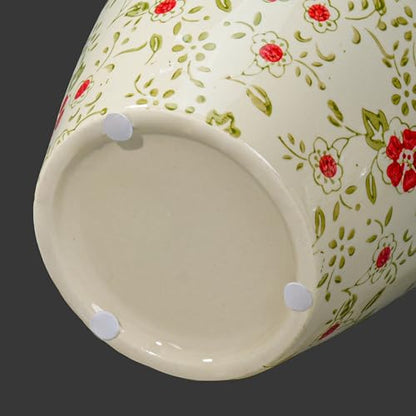 Green Chinoiserie Ceramic Vase, 11 Inch Tall - color: Green, size: 11 inch