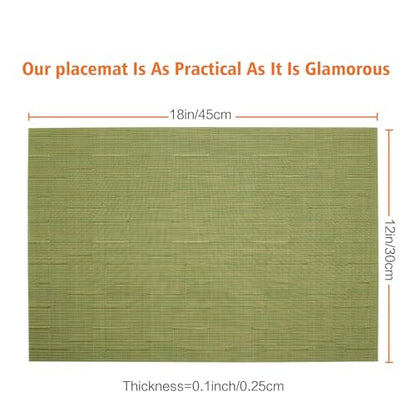 Green Vinyl Placemats Set of 12,Washable Dining PVC Table Mats - color: A-green, size: 12PCS 12"Wx18"L