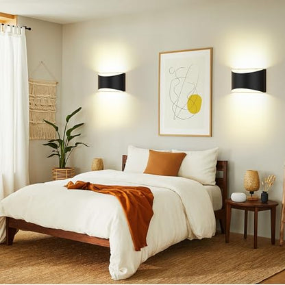 Battery Operated Wall Sconces Set of 2 Rechargeable Wireless Black - color: Black, size: 2 Pack