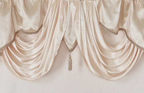 GOHD Valarie Fancy Window Valance. 54 x 18. Taffeta Fabric with Soft Satin Swag. Add Some Royal luxruy Accent to Your Home. (Coffee) - color: Coffee, size: 54"W x 18"L (Pack of 1)