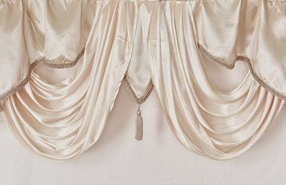 GOHD Valarie Fancy Window Valance. 54 x 18. Taffeta Fabric with Soft Satin Swag. Add Some Royal luxruy Accent to Your Home. (Coffee) - color: Coffee, size: 54"W x 18"L (Pack of 1)