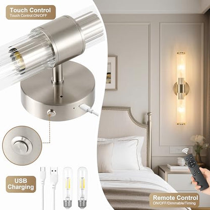 Morauroral Sand Nickel Battery Operated Wall Sconces Set of Two - color: Sand Nickel