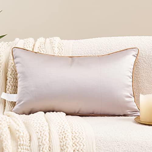 Avigers Lumbar Pillow Cover 12 x 20 Inch, Silver, Rayon Blend, Hidden Zipper - color: Silver, size: 20" x 12" (Pack of 1)