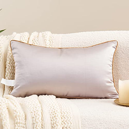 Avigers Lumbar Pillow Cover 12 x 20 Inch, Silver, Rayon Blend, Hidden Zipper - color: Silver, size: 20" x 12" (Pack of 1)