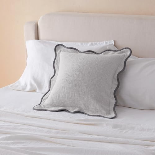 Double Stitch 100% Cotton Scalloped Throw Pillow Covers, Winter Sky - color: Winter Sky, size: 20" x 20" (Pack of 1)