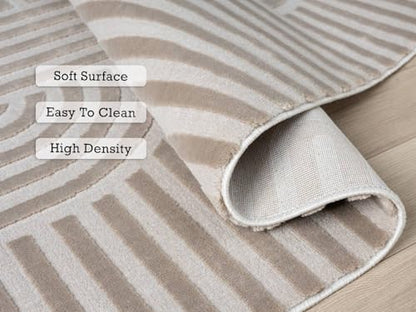 6x9 Beige Modern Geometric Area Rug for Living Room, Bedroom - color: 1004 - Beige, size: 6' x 9' (Rectangular)