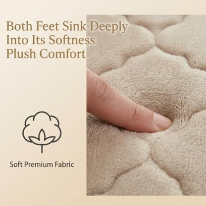 Memory Foam Bath Mat Non-Slip Cushioned Bathroom Floor Rug for Family Beige - color: Beige