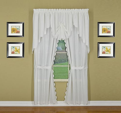 Today's Curtain CA2003K Orleans 54" Panel Pair with Tiebacks Tambour Scallop Edge Curtain, White, 60" W x 54" L/TB - color: White, size: 60"W x 54"L (Pack of 1)