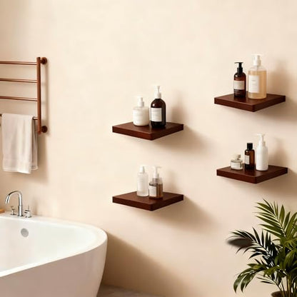 Small Floating Shelves for Wall Set of 2, 8 Inch Square Shelves,Dark Walnut - color: Dark Walnut, size: 8 Inch-2 Pcs
