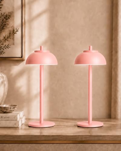 Pink Cordless Table Lamps, Rechargeable LED Touch Lamp, 2 Pack - color: Pink