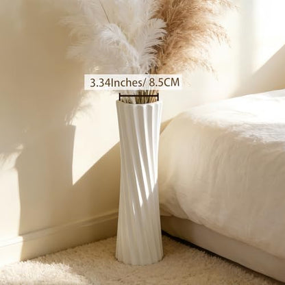 White Tall Ceramic Floor Vase, 15.7 Inch, Spiral Design - color: Shape 2, size: 16 Inch