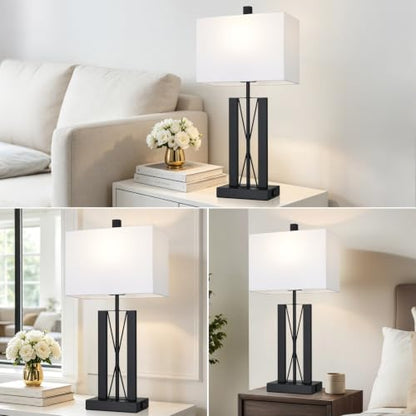 Lolikit 25" Modern Table Lamp for Living Room,Bedside Lamp for Bedroom - color: White - 25"H - 1 Pack