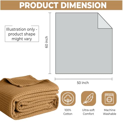 100% Cotton Blankets for Bed - Waffle Weave Blankets for Summer, Lightweight and Breathable Soft Woven Blanket for Spring (Orange, Queen (90" x 90")) - color: Beige, size: Queen (90" x 90")