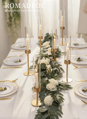 Romadedi Glass Hurricane Candle Holders for Candlestick, Gold, Set of 6 - size: 6 PCS