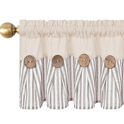 ASPMIZ Farmhouse Valances for Windows, Beige+Brown, 60x14 Inches, 1 Panel - color: Beige&brown, size: 60"W x 14"L (Pack of 1)