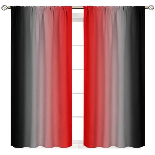 Red Ombre Black Curtains,Abstract Art Painting Gradient Style Window Treatments for for Kids Decor Kitchen Bedroom Living Room 2 Panel Sets,42x45 Inch Decor - color: Geometric-18, size: 21"W x 44.5"L (Pack of 2)