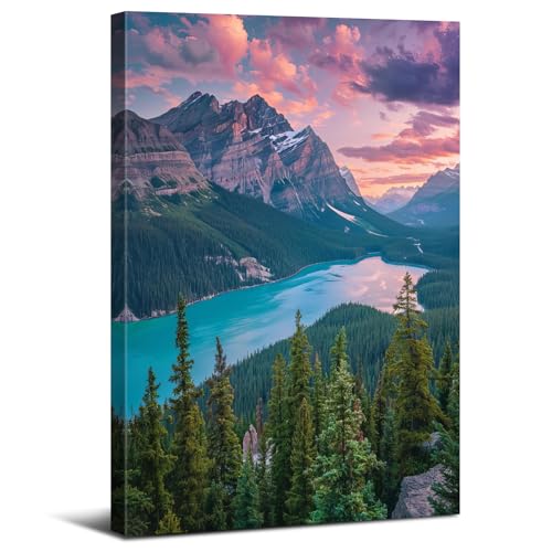 Mountain Wall Art Banff National Park Posters Rocky Mountains Pictures Wall Decor Nature Forest Landscape Canvas Prints Moraine Lake Scenery Painting for Living Room Bedroom Home Decorations 12x16" - color: Baff National Park, size: 16"L x 12"W