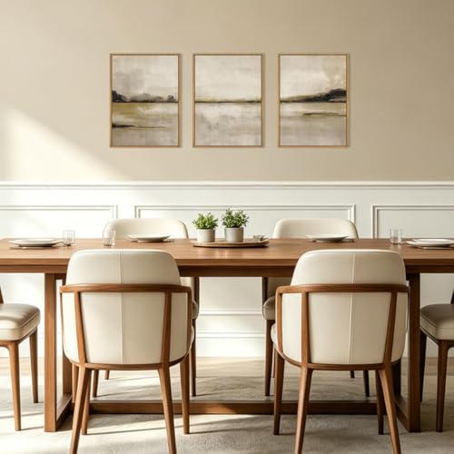 KAIRNE Neutral Abstrcat Landscape Framed Canvas Wall Art Set-12"x16"x3 - color: Textured Wall Art, size: 12"L x 16"W