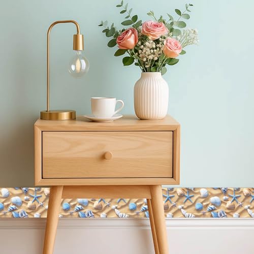 IVN Wallpaper Border Peel and Stick Wall Beach Starfish Seashell 4x196 Inch - color: Beach Starfish Seashell