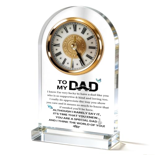 WKYAER Acrylic Table Clock for to My Dad, Gift for Dad from Daughter Son, Clear Clock Desktop Decor, Fathers Day Birthday, Living Room Office Bookshelf Decor 4.3 x 7.8 in - color: Dad 06