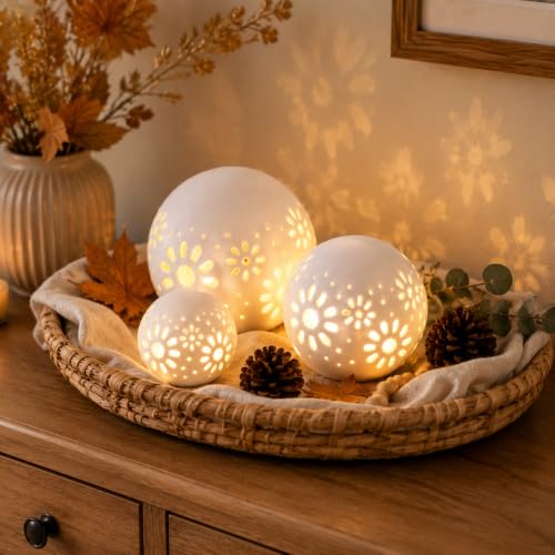 HY Design Set of 3 Ceramic Decorative Lamp 5" H Battery Powered (White)