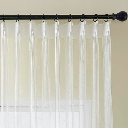 Off White Pinch Pleated Sheer Curtain 84 Inches Long Floor to Ceiling Linen - color: Off White, size: 50"W x 84"L (Pack of 1)