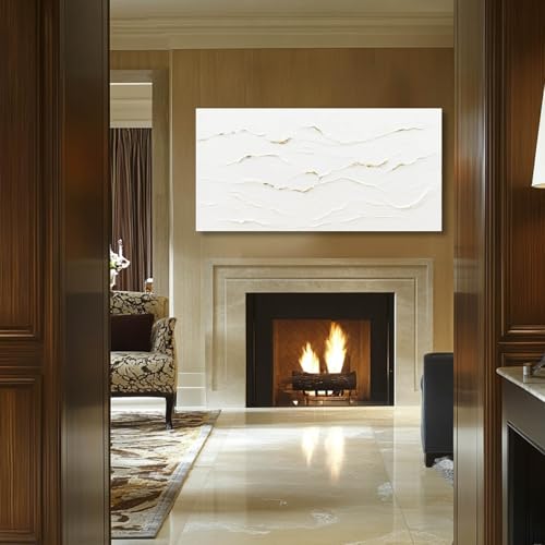 WINKAILIN Modern White Abstract Wall Art for Living Room 29x58 Inch - color: White and Gold, size: 58"L x 29"W