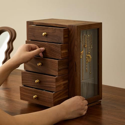 360 Rotating Design Wooden Jewelry Box for Women - size: Rotation