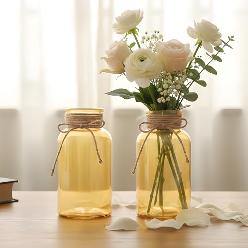 12 Pack Mason Jar Vases for Centerpieces, Gold Glass Flower Vase - color: Gold