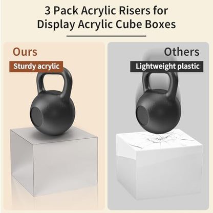 3-Pack Silver Acrylic Display Risers, Mirrored Nesting Stands - size: Silver 3pcs (6",7",8")