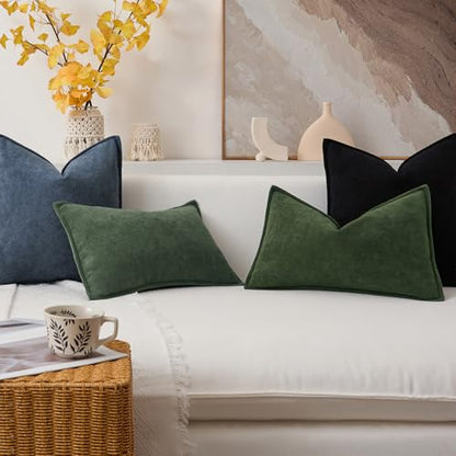 Kevin Textile Soft Waterproof Pillow Covers 12x20 Inch 2 Pack, Moss Green - color: Moss Green, size: 20" x 12" (Pack of 2)