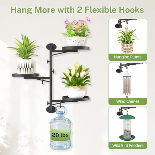 iDavosic.ly Wall Plant Holder, Rotating Floating Window Shelf, 3-Tier Black - color: Matte Black, size: 1 Pack