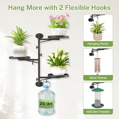 iDavosic.ly Wall Plant Holder, Rotating Floating Window Shelf, 3-Tier Black - color: Matte Black, size: 1 Pack