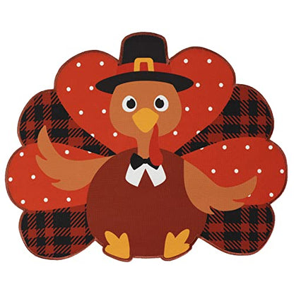 Feuille Thanksgiving Placemats Set of 4 - Fall Placemats for Dining Table Orange Brown Plaid, Harvest Turkey Placemats for Fall Autumn Thanksgiving Decorations - style: Turkey