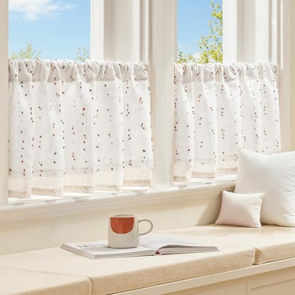 jinchan Kitchen Valance Curtain Double Layers, 50x16, 1 Panel, Blush Meadow - color: Double | Dottie Blush Meadow, size: 50"W x 16"L (Pack of 1)