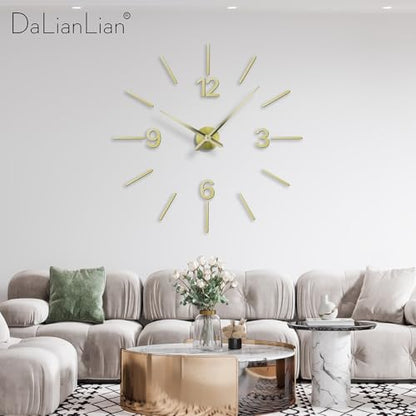DIY Wall Clock, 3D Mirror Effect, Adjustable up to 65 in, Gold - color: Gold